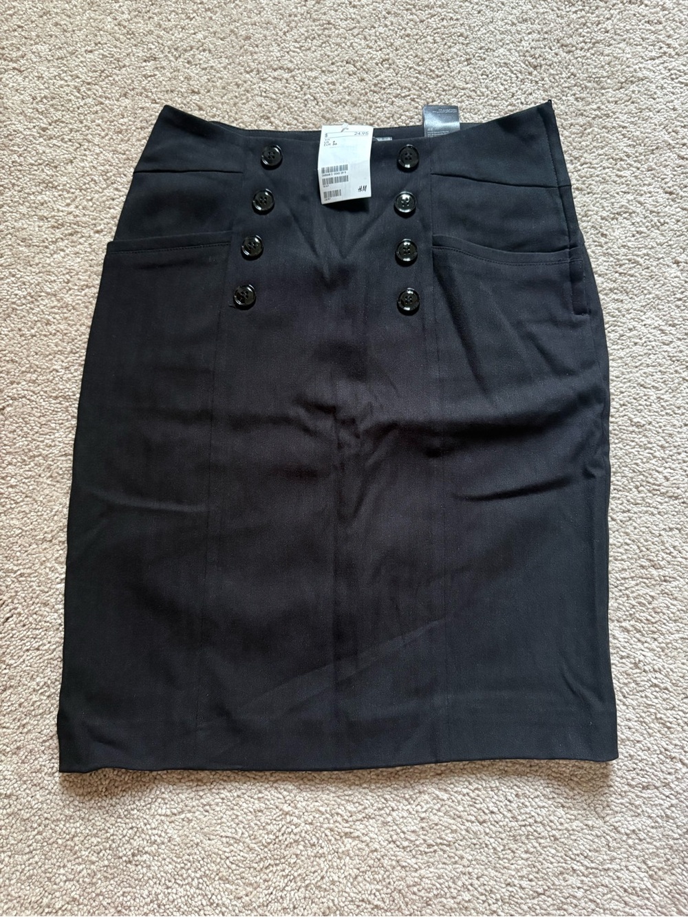 NWT H&M Black Sailor Double-Button Pencil Skirt with Pockets
